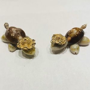 Cowrie Shell Turtles  Set of 2  Handmade